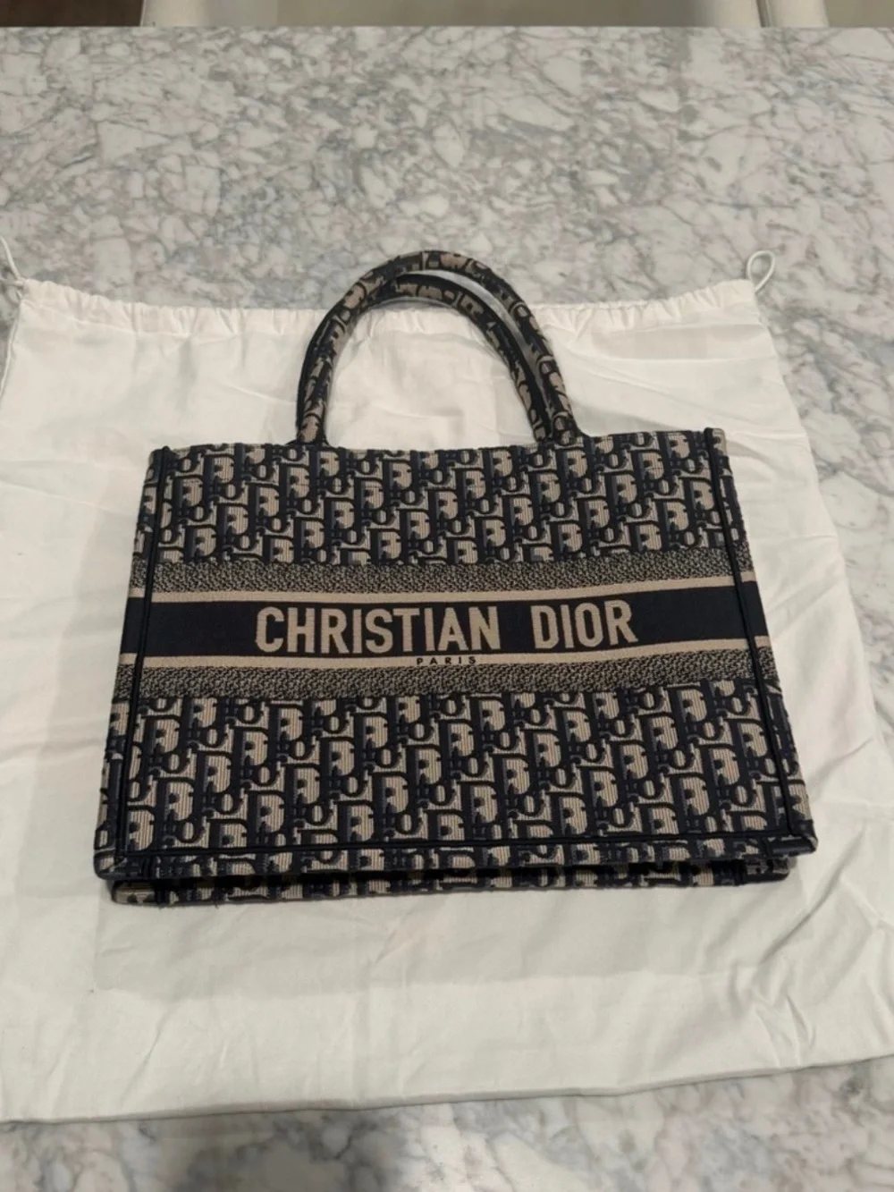Dior Beige & Navy Monogram Tote